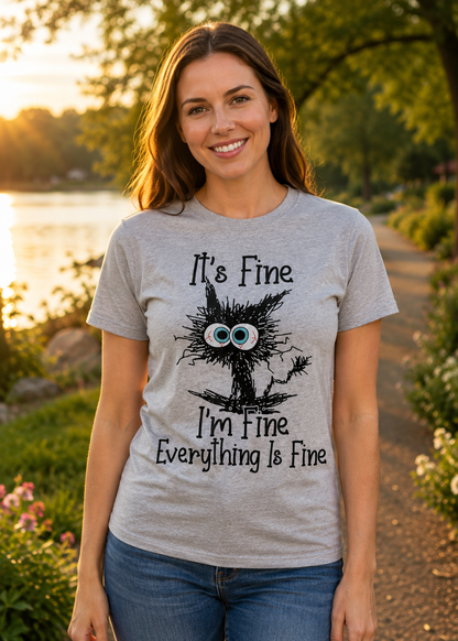 Everything Is Fine Funny Cat T-Shirt