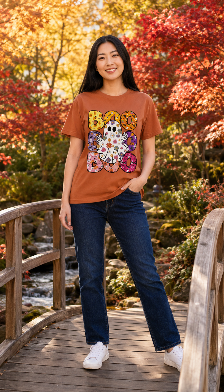 Colorful Boo Ghost Halloween T-Shirt – Gildan 5000