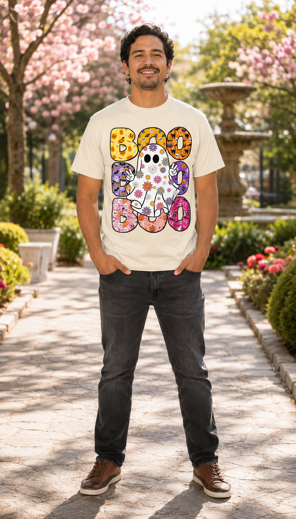 Colorful Boo Ghost Halloween T-Shirt – Gildan 5000