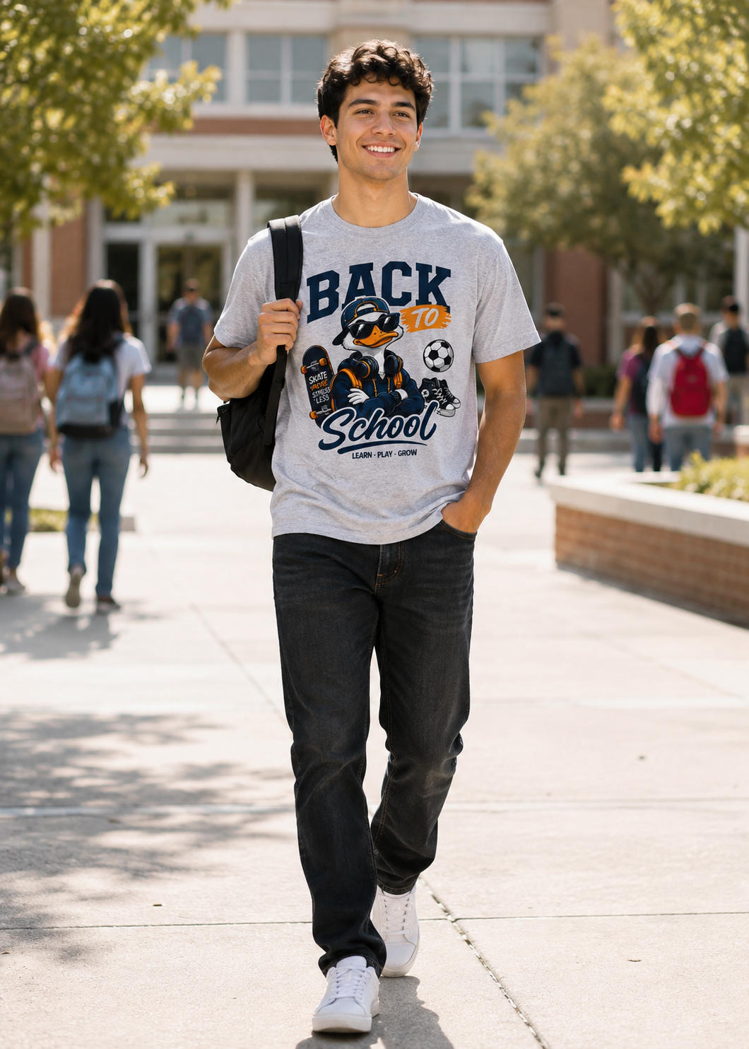 Back to School Duck T-Shirt, Cool Skateboard Graphic Tee, First Day of School Shirt, Unisex Gildan 5000
