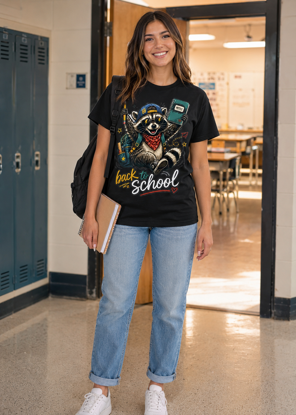 Back to School Raccoon Graphic T-Shirt, Funny Student & Teacher Shirt, Gildan 5000 Unisex Tee