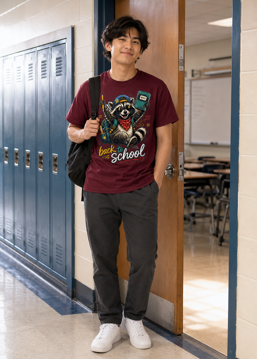 Back to School Raccoon Graphic T-Shirt, Funny Student & Teacher Shirt, Gildan 5000 Unisex Tee