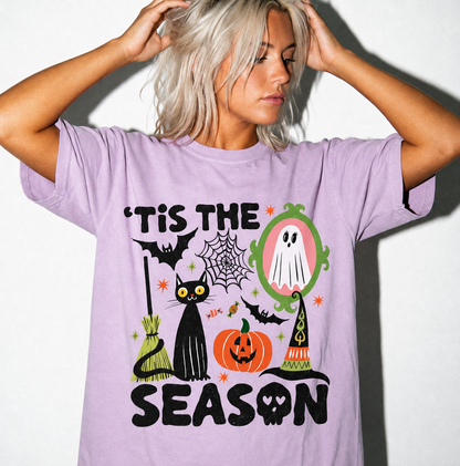 Tis the Season Halloween Shirt, Retro Halloween TShirt, Ghost Skeleton Pumpkin Halloween TShirt, Halloween, Women's Fall