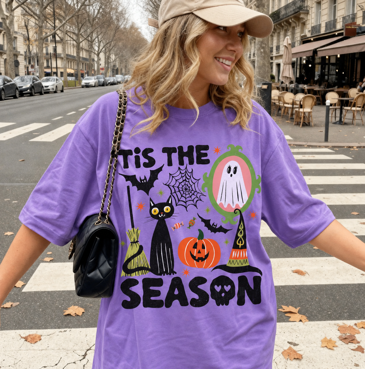 Tis the Season Halloween Shirt, Retro Halloween TShirt, Ghost Skeleton Pumpkin Halloween TShirt, Halloween, Women's Fall