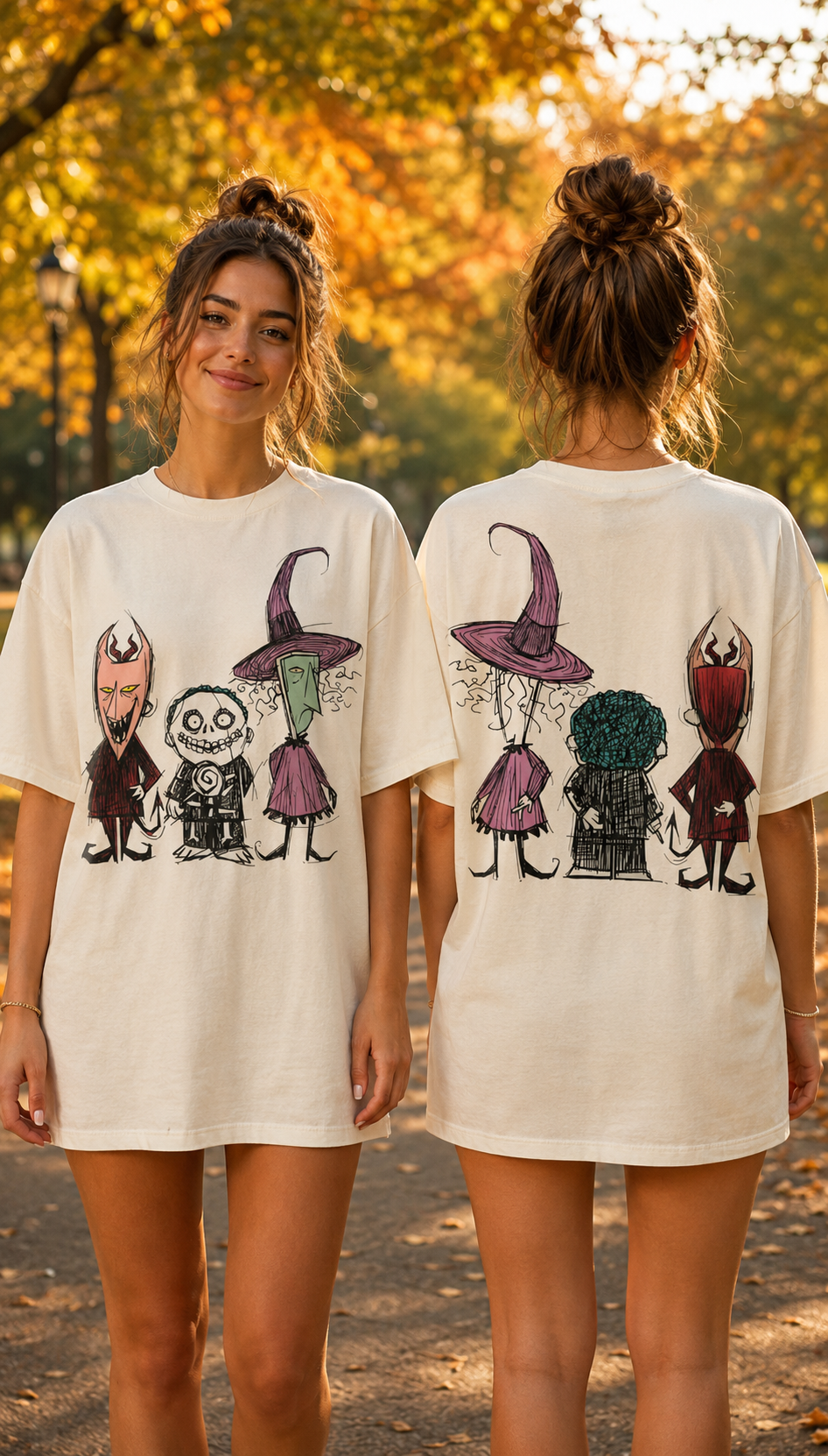 Spooky Halloween Trio Front & Back T-Shirt – Gildan 5000