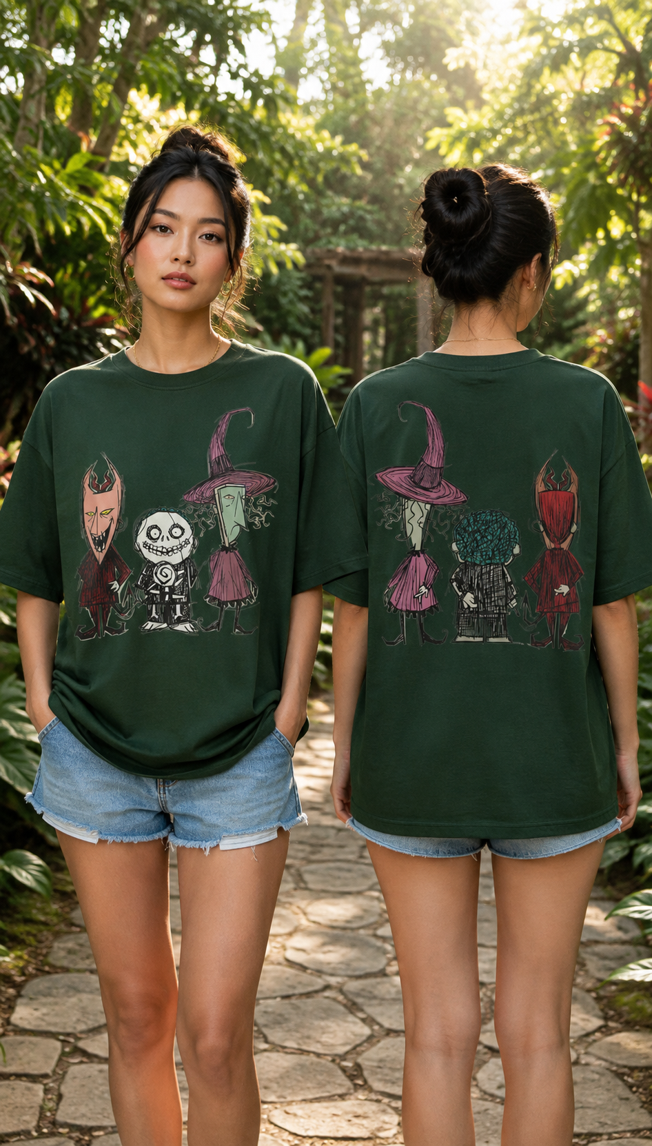 Spooky Halloween Trio Front & Back T-Shirt – Gildan 5000