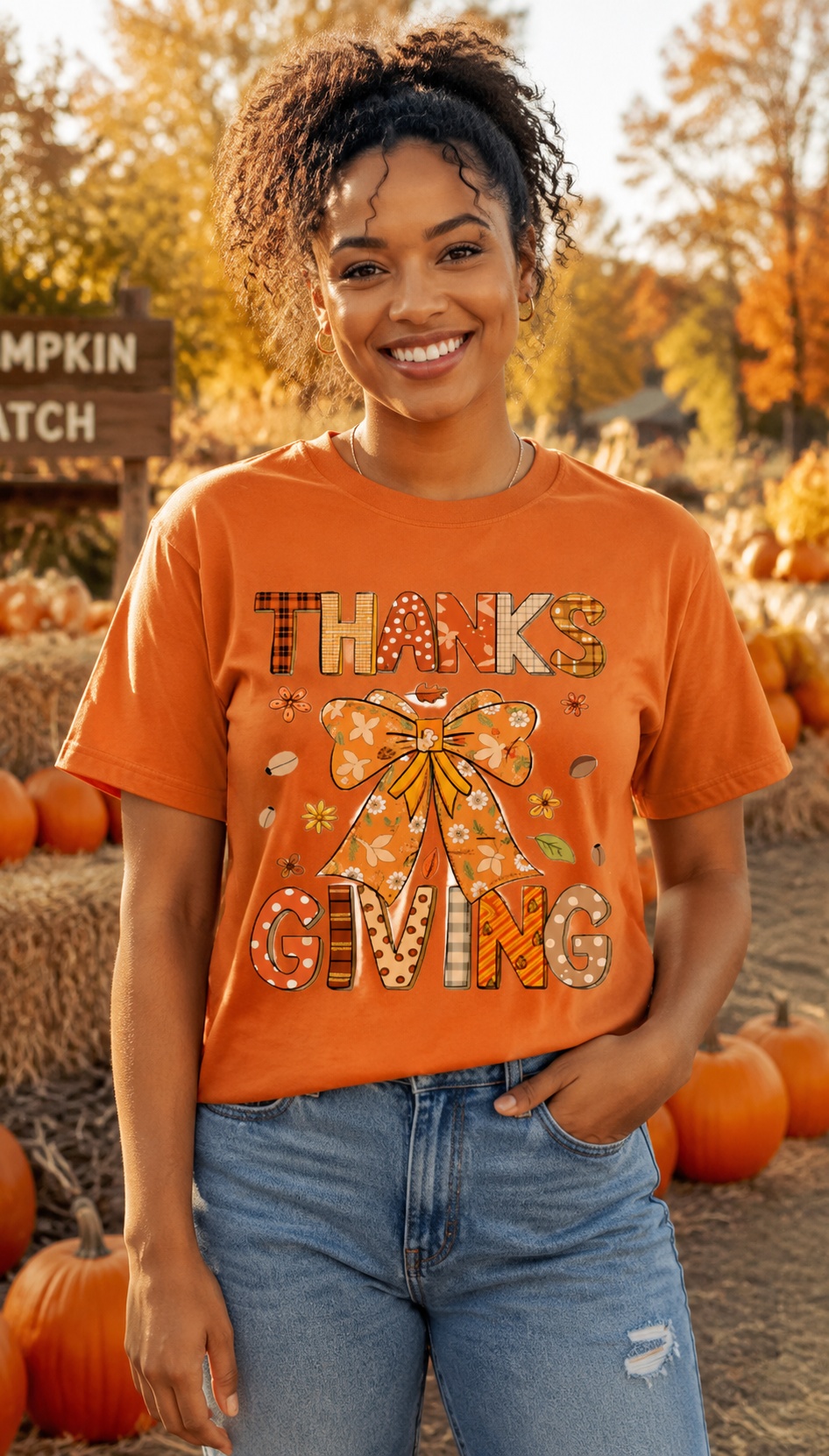 Thanks Giving Bow T-Shirt – Gildan 5000