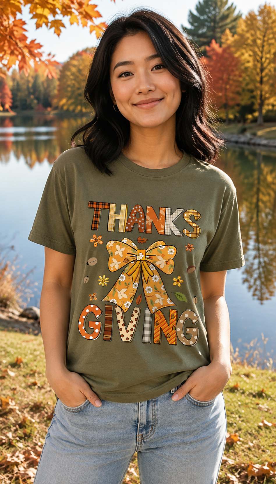 Thanks Giving Bow T-Shirt – Gildan 5000