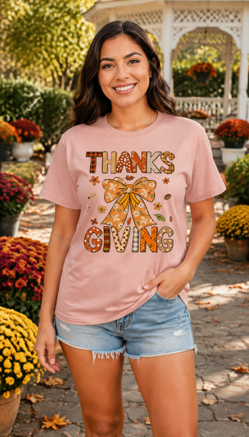 Thanks Giving Bow T-Shirt – Gildan 5000