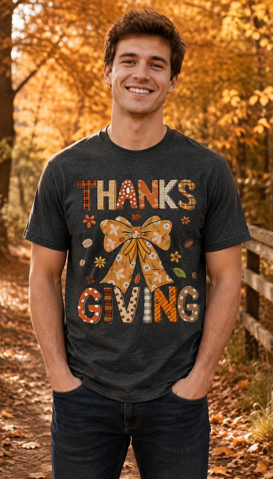 Thanks Giving Bow T-Shirt – Gildan 5000
