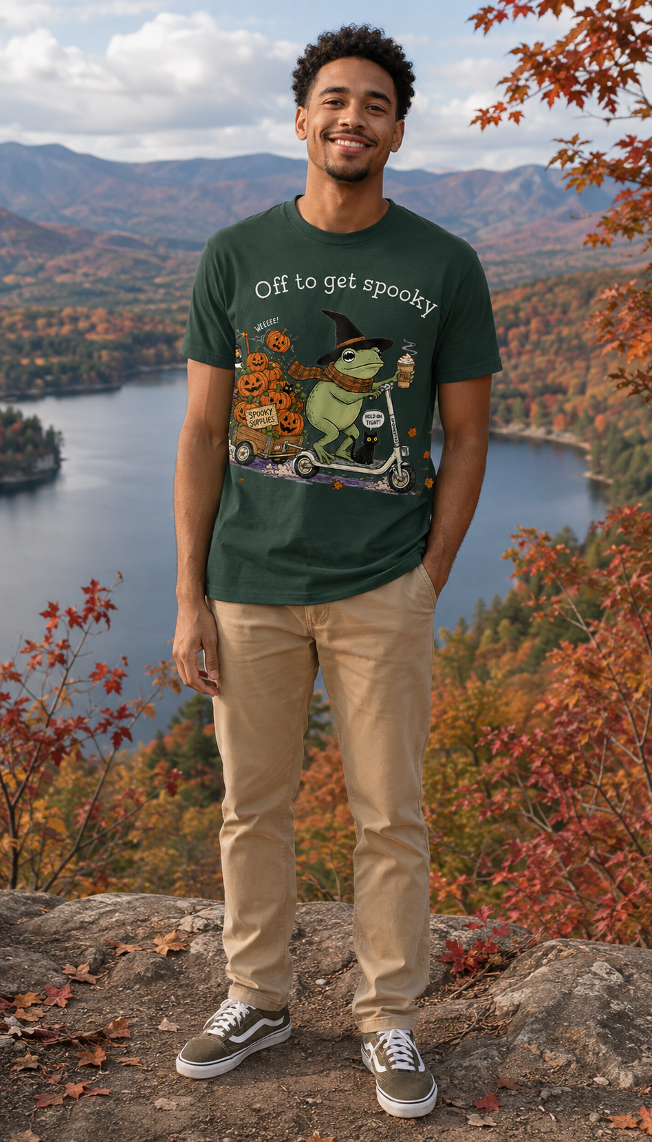 Off to Get Spooky Frog Halloween T-Shirt – Gildan 5000