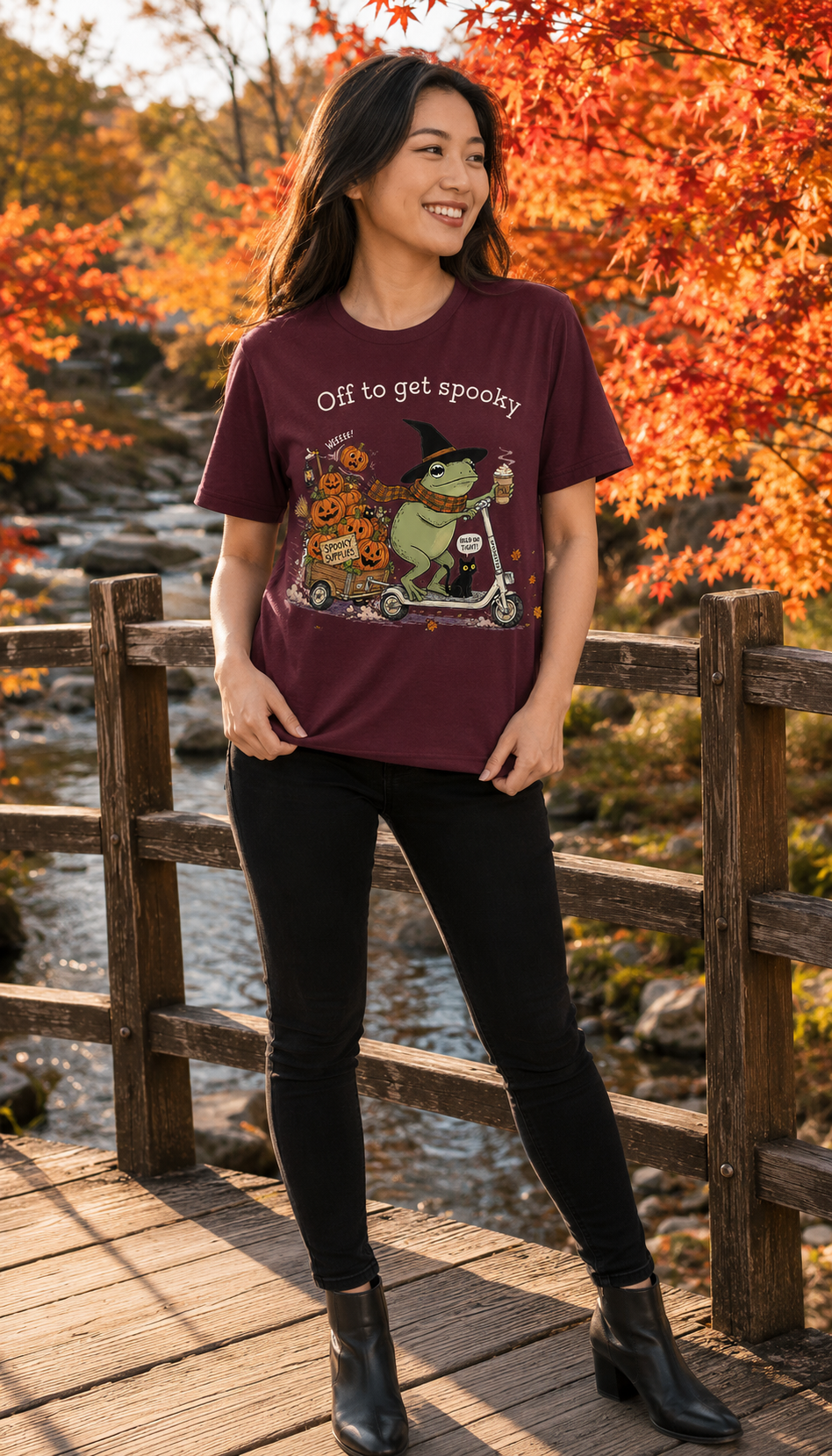 Off to Get Spooky Frog Halloween T-Shirt – Gildan 5000