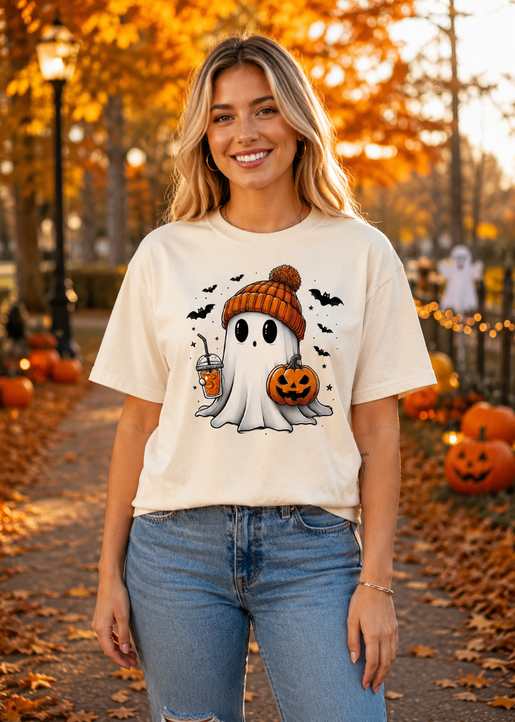 Cozy Ghost Halloween T-Shirt – Gildan 5000