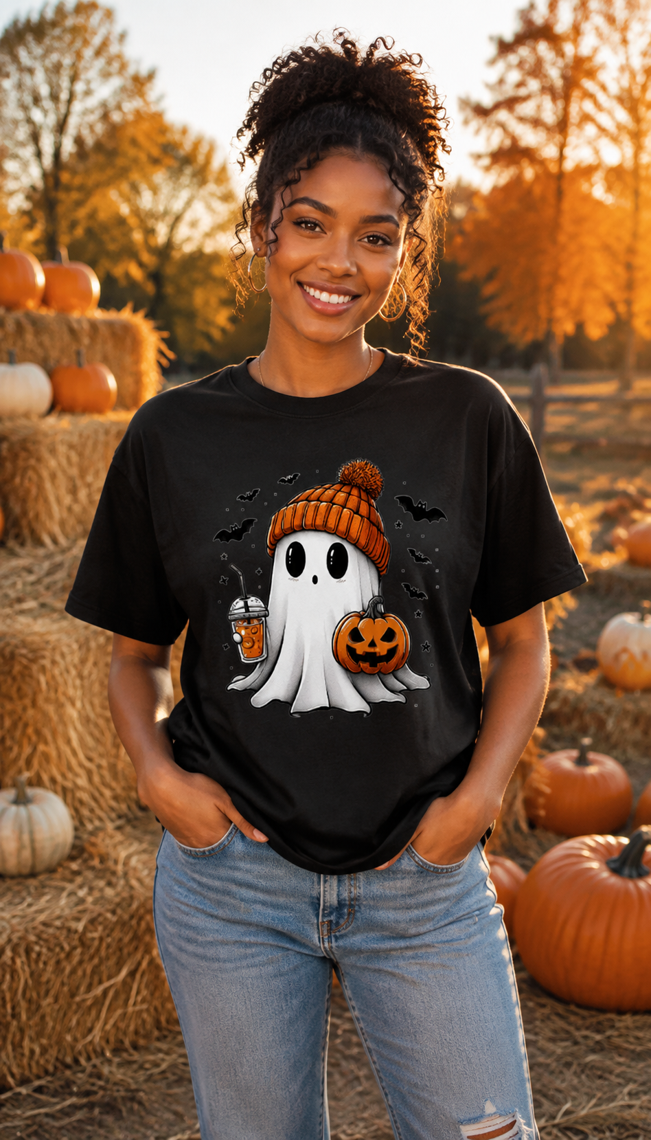 Cozy Ghost Halloween T-Shirt – Gildan 5000