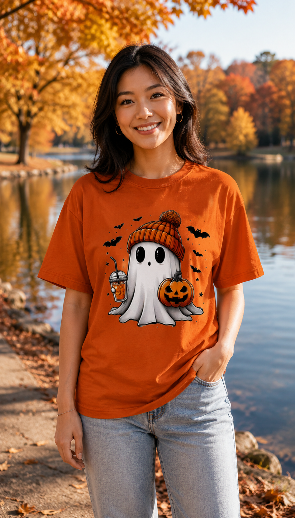 Cozy Ghost Halloween T-Shirt – Gildan 5000