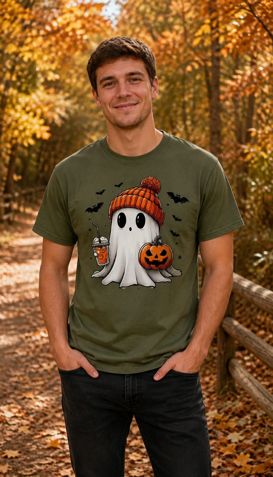 Cozy Ghost Halloween T-Shirt – Gildan 5000