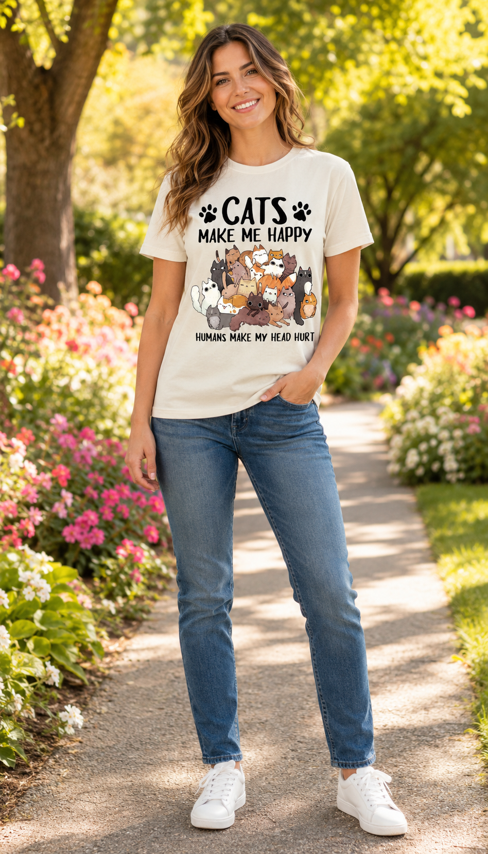 Cats Make Me Happy T-Shirt – Gildan 5000