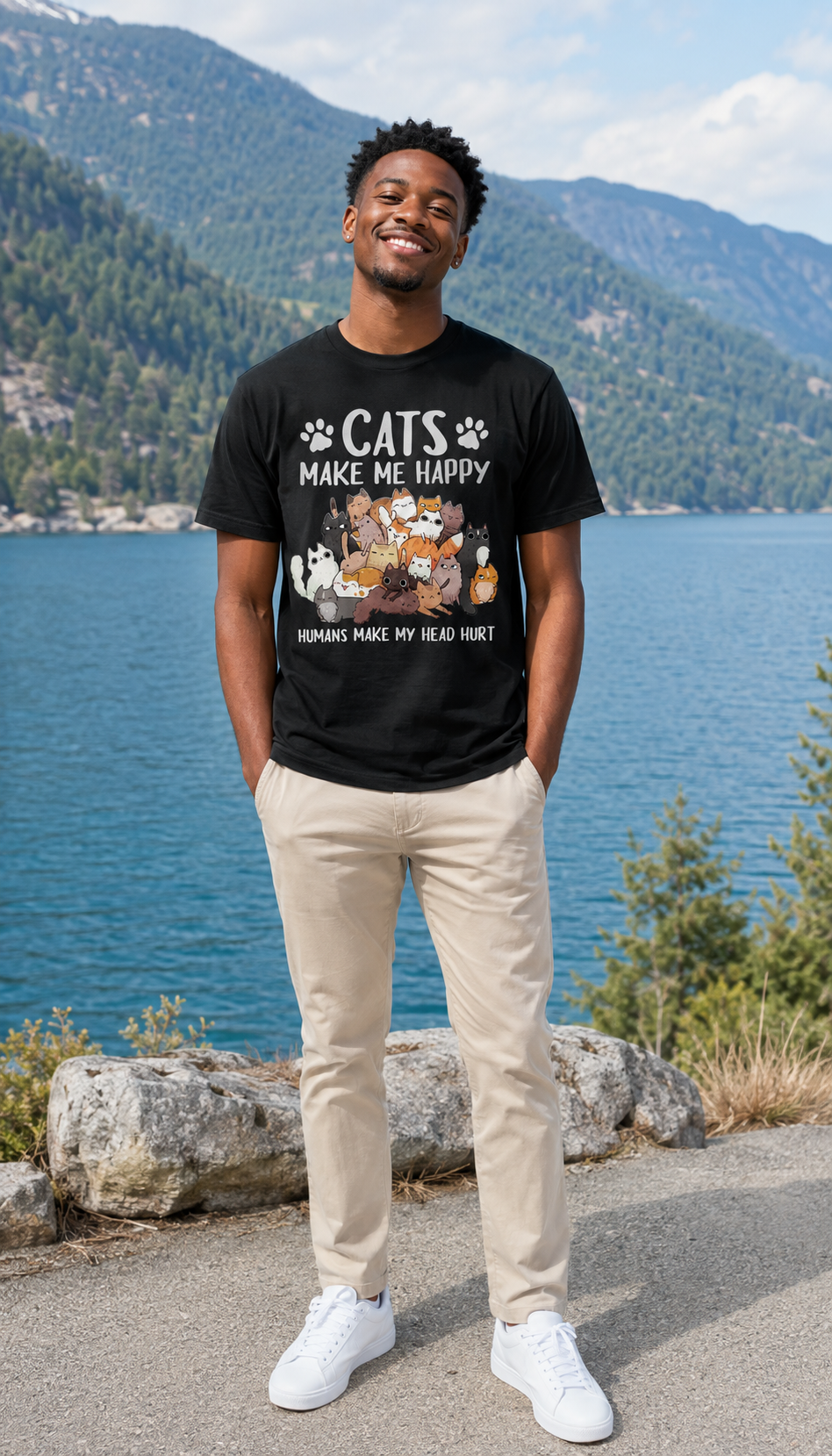 Cats Make Me Happy T-Shirt – Gildan 5000