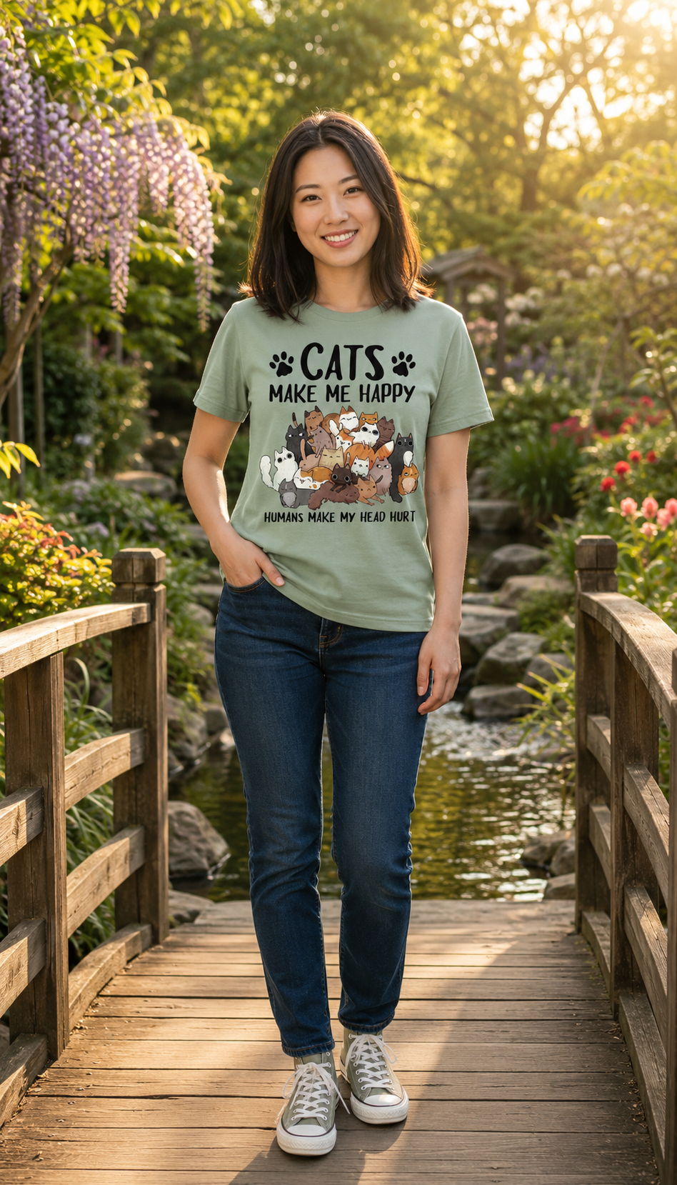Cats Make Me Happy T-Shirt – Gildan 5000
