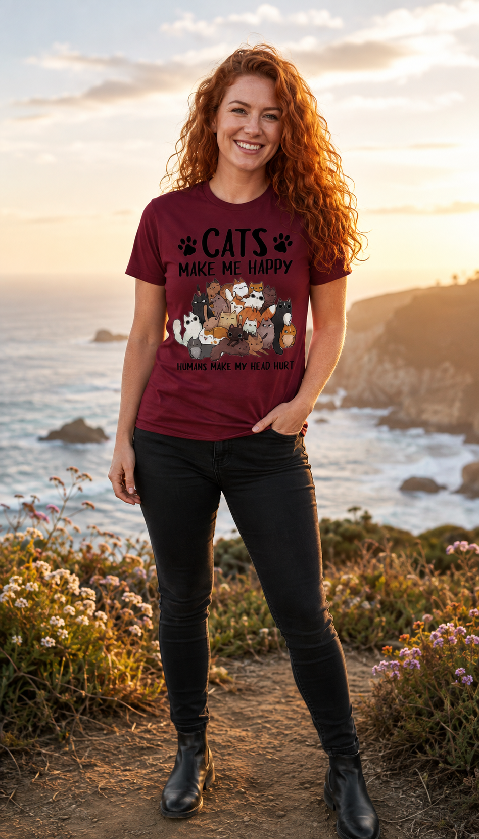 Cats Make Me Happy T-Shirt – Gildan 5000
